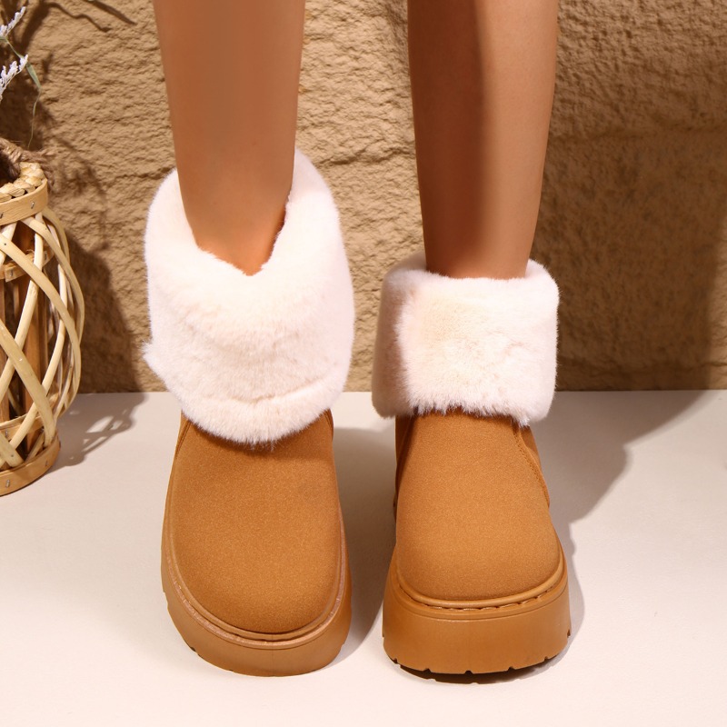 Snow Boot Fur Lined - 겨울 소녀용 두꺼운 밑창 라운드 토