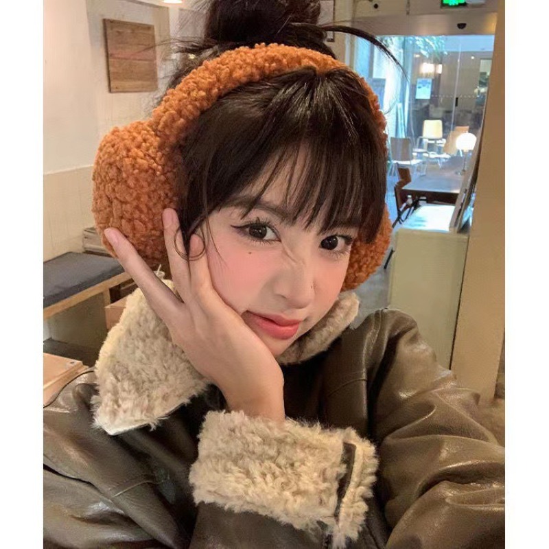 Winter Clothing Earmuffs - 미니멀리스트 Lambswool 플러시 귀마개 겨울 패션