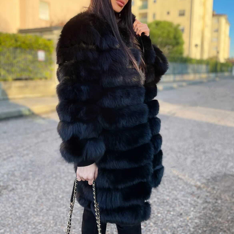 Winter Clothing Offer - QUEENTINA 여성용 진짜 여우 모피 코트,