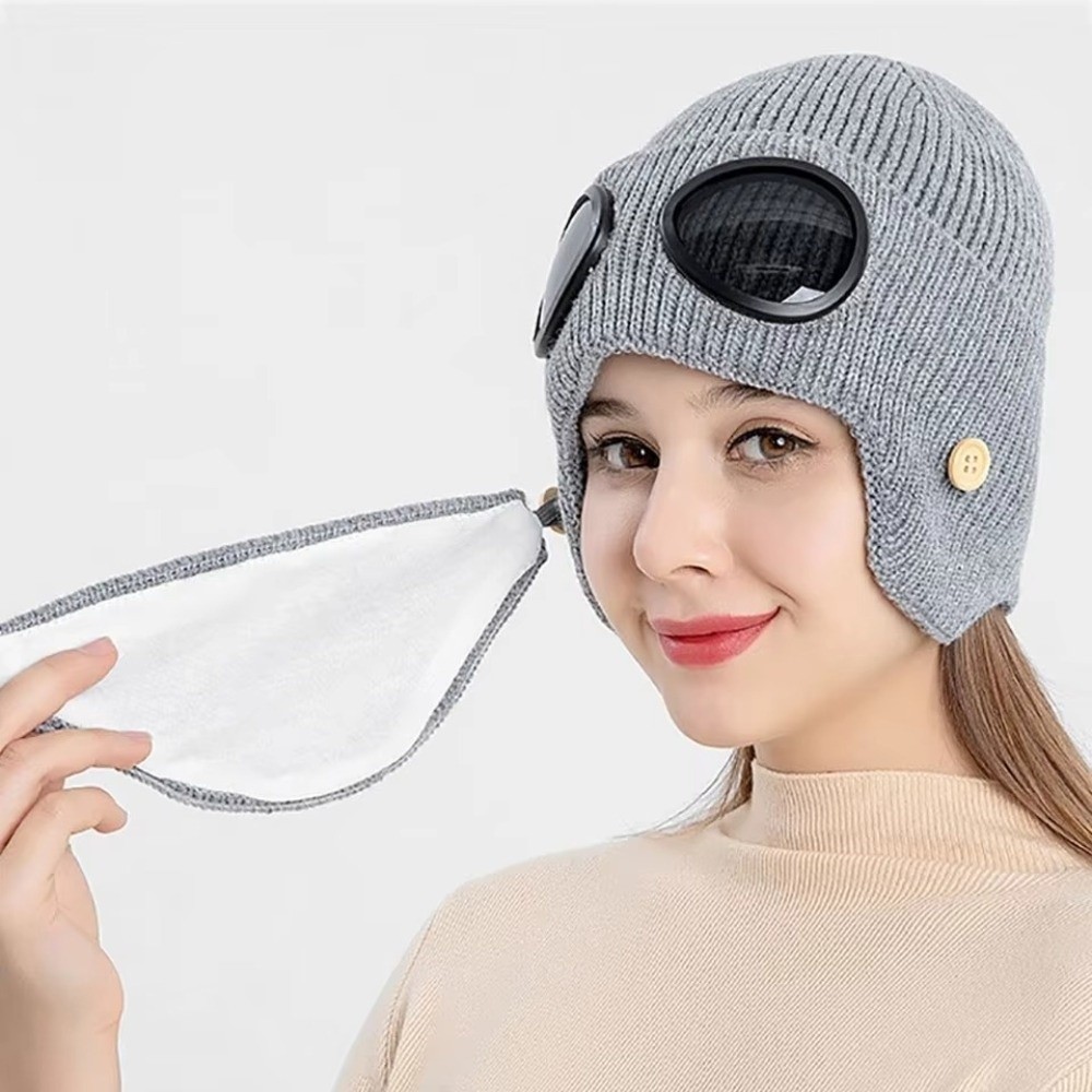 Winter Clothing Earmuffs - 플리스 안감의 따뜻한 울 모자, 마스크가