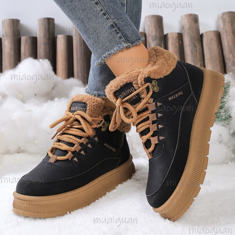 Snow Boot Fur Lined - 플러스 사이즈 36-41 겨울 여성용 스노우