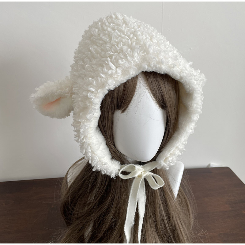 Winter Clothing Earmuffs - 겨울 흰색 플러시 양모 따뜻한 모자