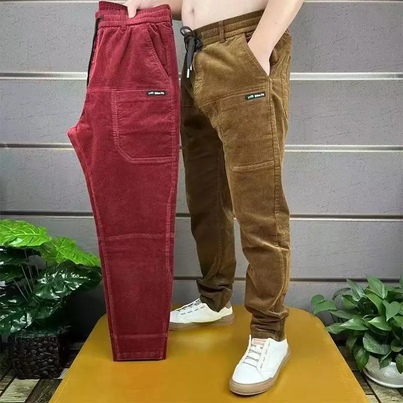 Winter Clothing Work - 코듀로이 카고 바지 남성용, 심플하고 루즈한