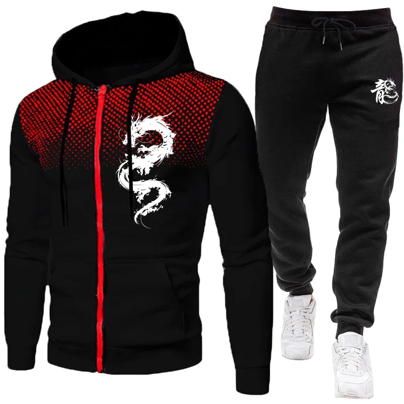 Winter Clothing Hoodie - 남성용 파리 드래곤 패턴 패션 프린트