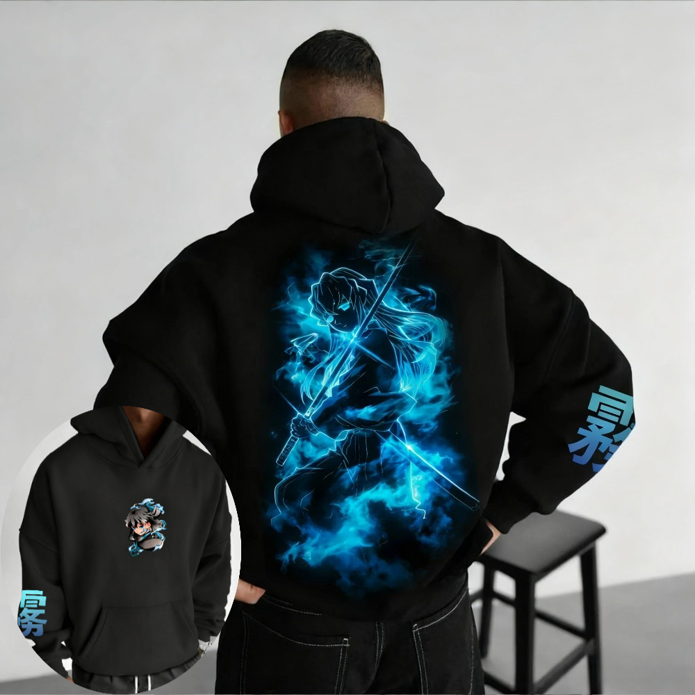 Winter Clothing For Boys - Demon Slayer 남성용 후드 티셔츠 Muichiro