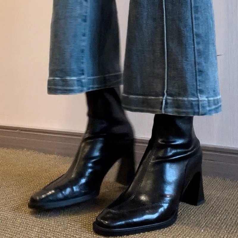 Winter Clothing Trends 2025 - 하이힐 여성용 발목 부츠 패션 청키