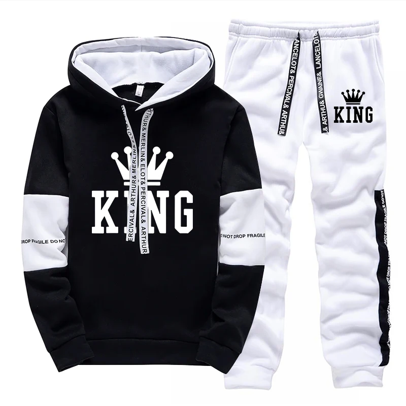 Winter Clothing Hoodie - 킹 프린팅 트랙슈트 남성용 캐주얼 후드