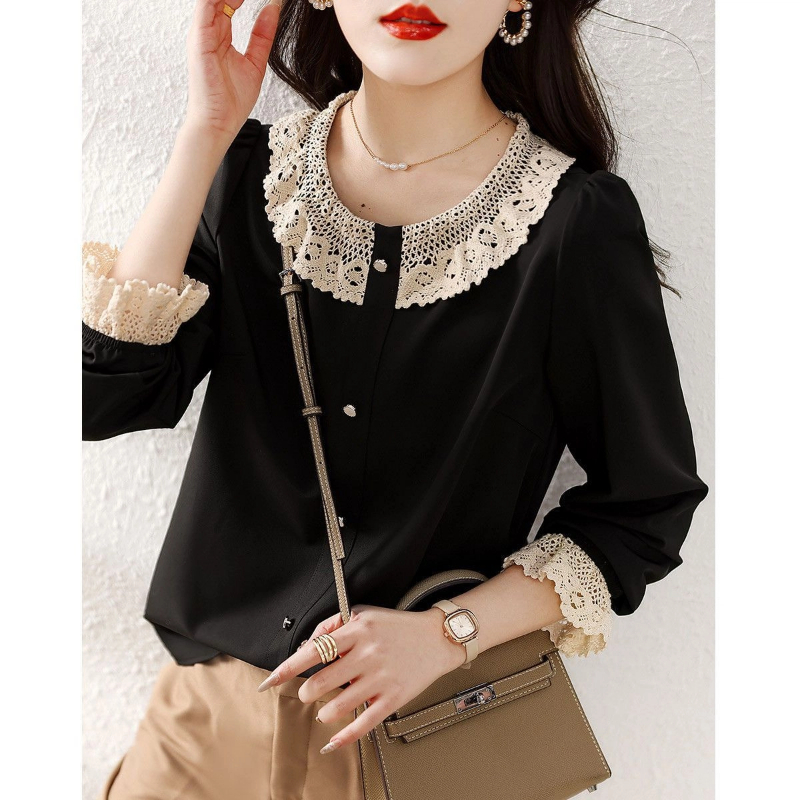여성 의류 대비 패치워크 우아한 블라우스 봄 가을 긴  - Winter Clothing Factory Outlet 리뷰 및 가격