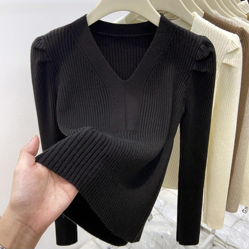 우아한 V넥 겨울 기본 스웨터 여성 풀오버 캐주얼 긴팔 - Winter Clothing Factory Outlet 리뷰 및 가격