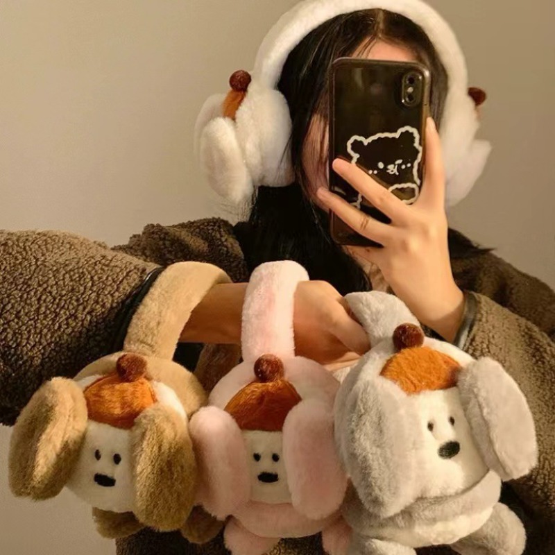 귀여운 만화 강아지 귀마개 겨울 방풍 플러시 여자 여자 - Winter Clothing Earmuffs 리뷰 및 가격