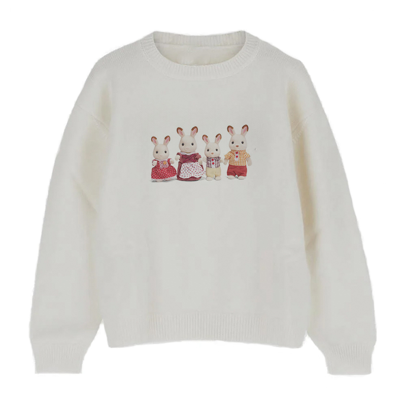 용수철 스웨터, 귀여운 토끼 패턴, 레트로 풀오버, 니 - Winter Clothing Cute 리뷰 및 가격