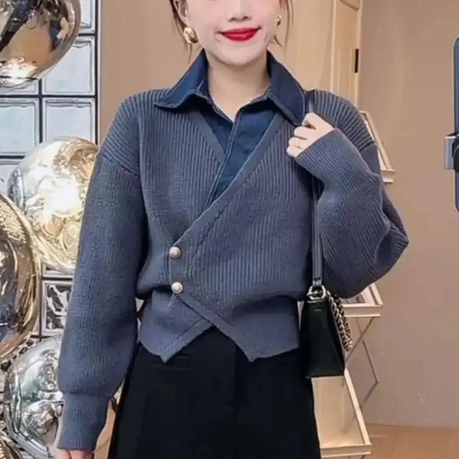 여성용 니트 폴로 셔츠, 헐렁한 통근 상의, 여성 티  - Winter Clothing Offer 리뷰 및 가격