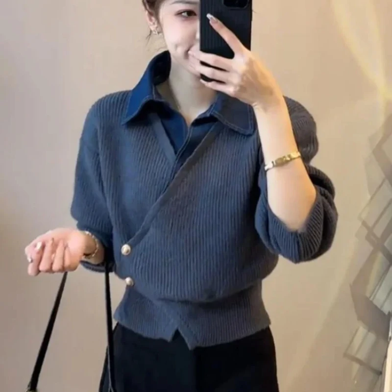 여성용 니트 폴로 셔츠, 헐렁한 통근 상의, 여성 티  - Winter Clothing Offer 리뷰 및 가격