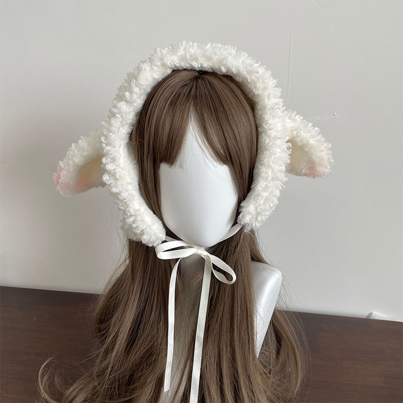 겨울 흰색 플러시 양모 따뜻한 모자 로리타 세트 여성용 - Winter Clothing Earmuffs 리뷰 및 가격