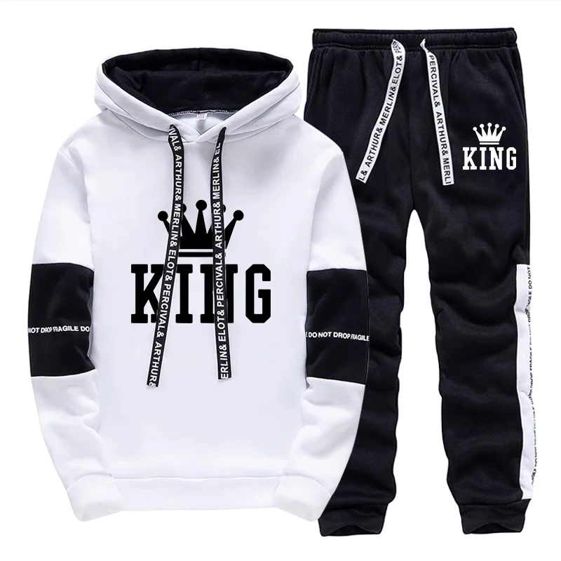 킹 프린팅 트랙슈트 남성용 캐주얼 후드 스웨트셔츠 아웃 - Winter Clothing Hoodie 리뷰 및 가격