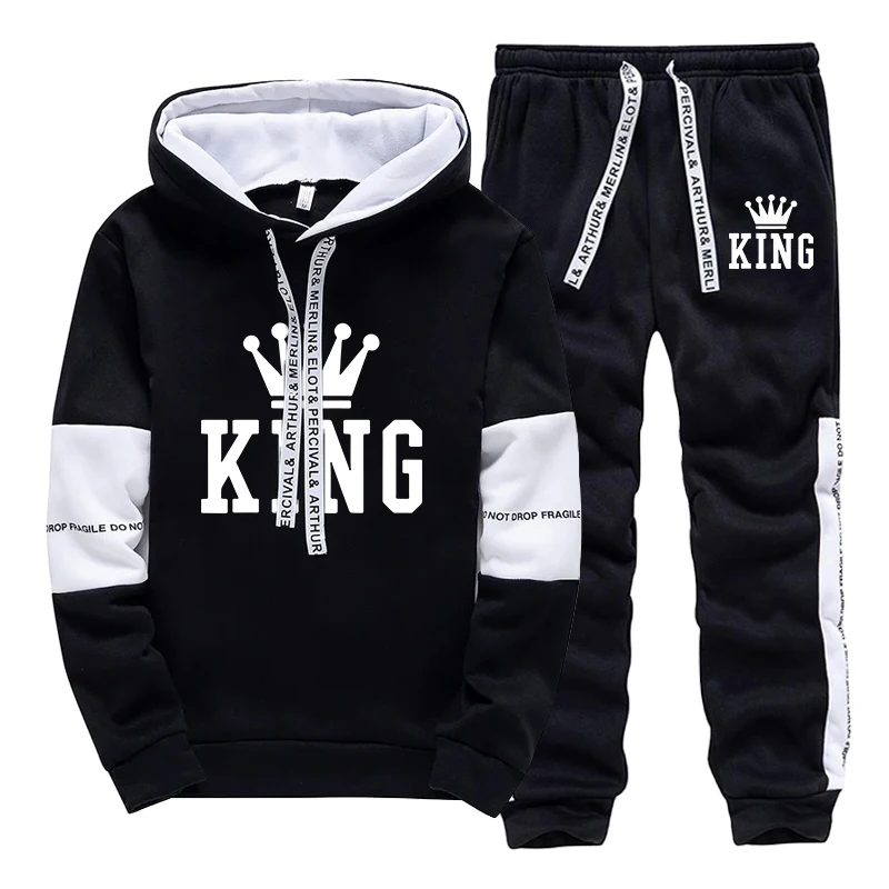 킹 프린팅 트랙슈트 남성용 캐주얼 후드 스웨트셔츠 아웃 - Winter Clothing Hoodie 리뷰 및 가격