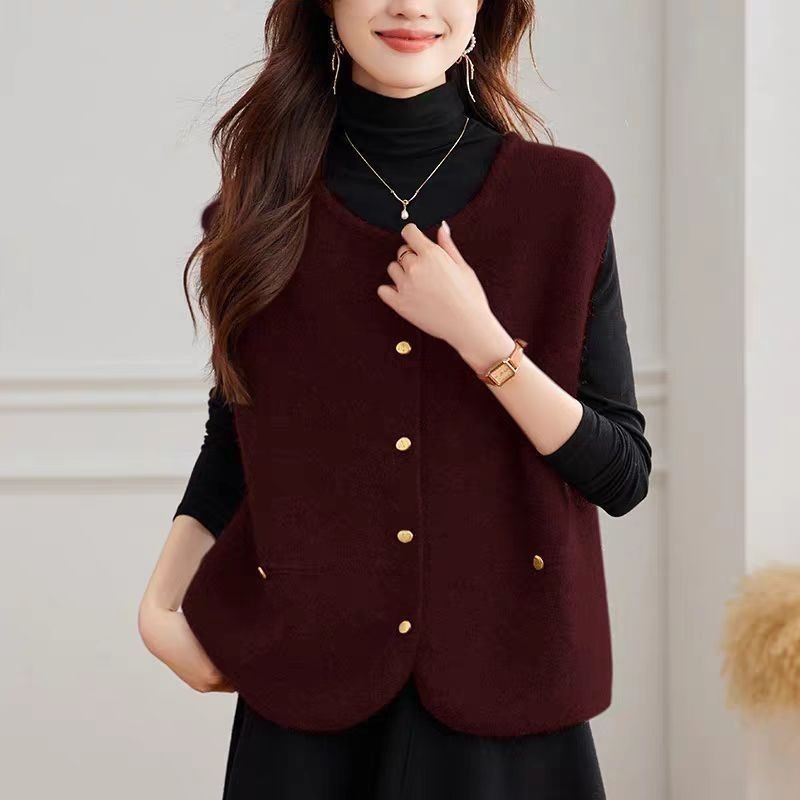 여성 니트 조끼 솔리드 패션 의류 2025 겨울 조끼  - Winter Clothing Offer 리뷰 및 가격